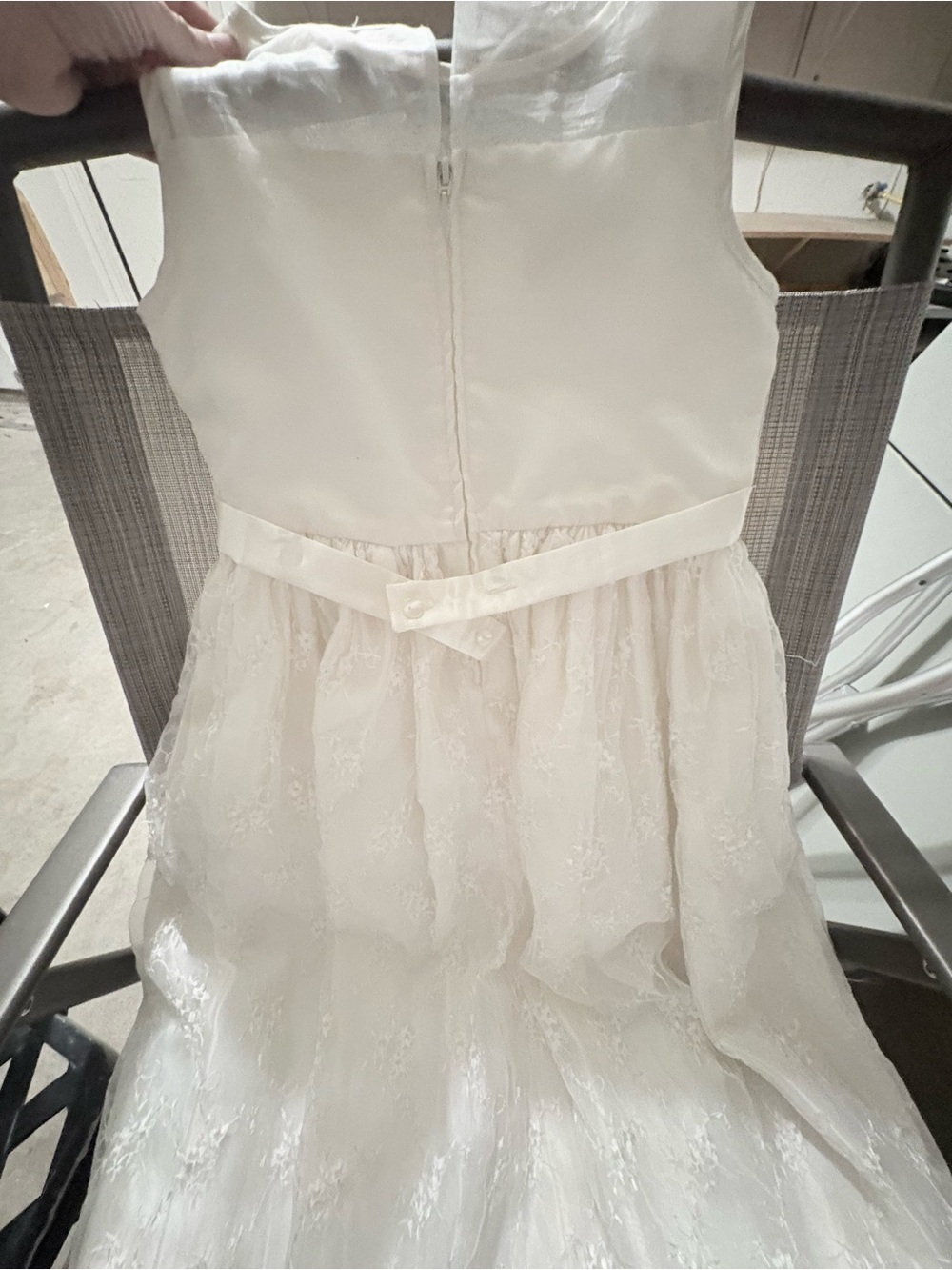 Girls White Lace Overlay Party Dress - Picture 4 of 7